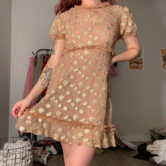 golden garden tulle mini dress Macie Silk-Velvet Mini Dress in Black